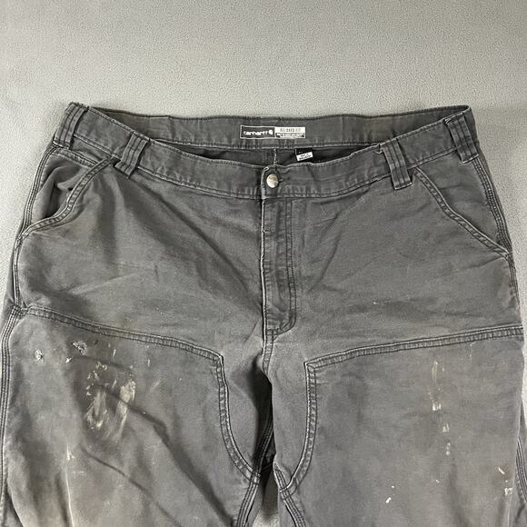 Carhartt Pants Mens 42X29 Gray Double Knee Workwear Grunge Distressed Jeans - Picture 2 of 13
